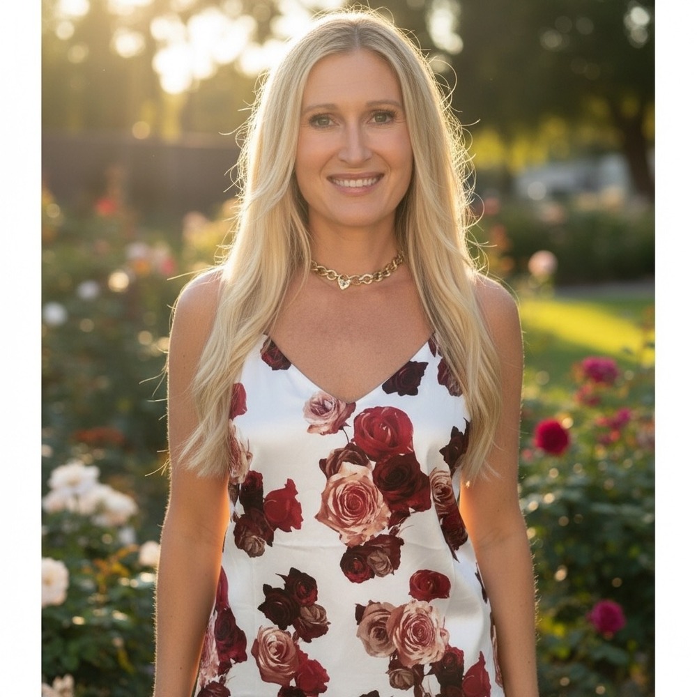 Reversible Floral and Tiger Print V-Neck Camisole XS Tank Top Red White Grey